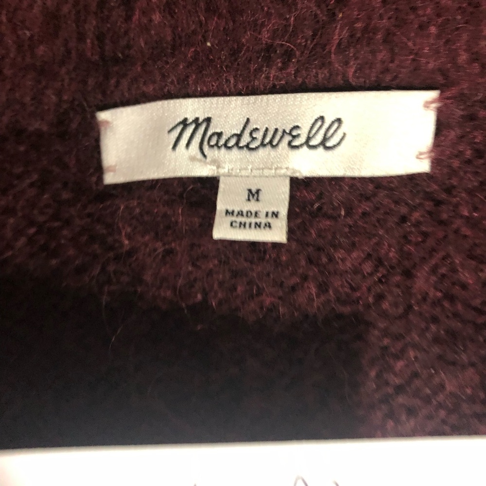 Madewell Alpaca Brushed Polo Sweater Sz M Burgundy Wine Cozy Preppy Minimalist - Picture 9 of 11